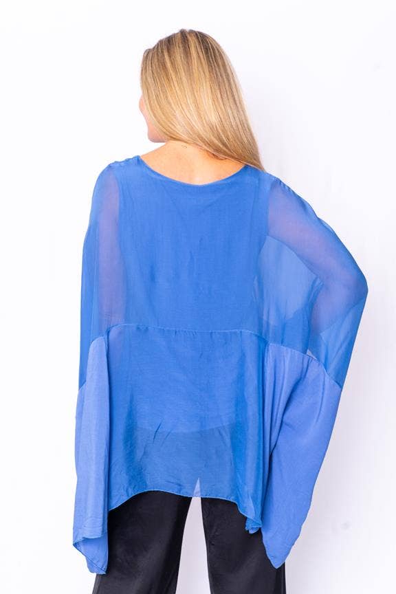 Amberley -Royal Blue- Italian Silk Batwing Top