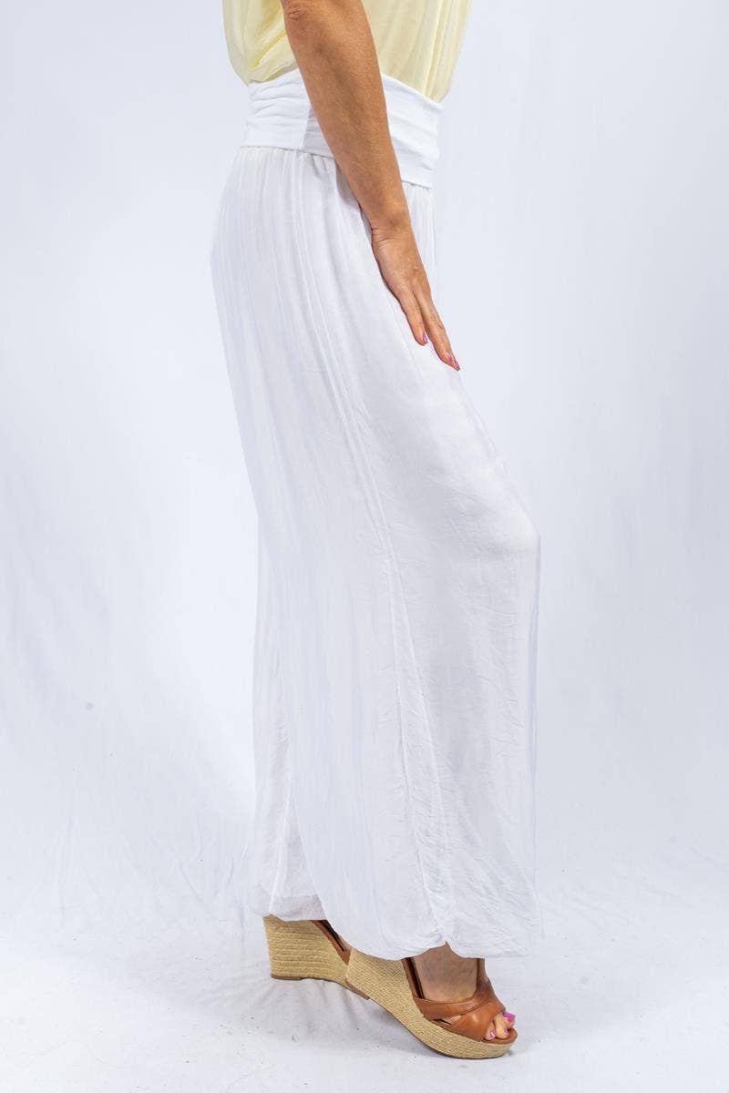 The Italian Closet Faustina White Italian Silk Pants