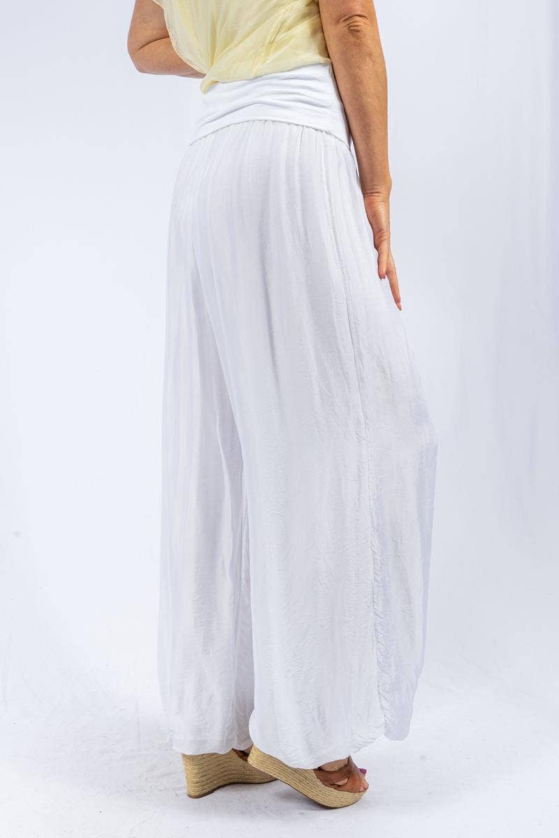 The Italian Closet Faustina White Italian Silk Pants