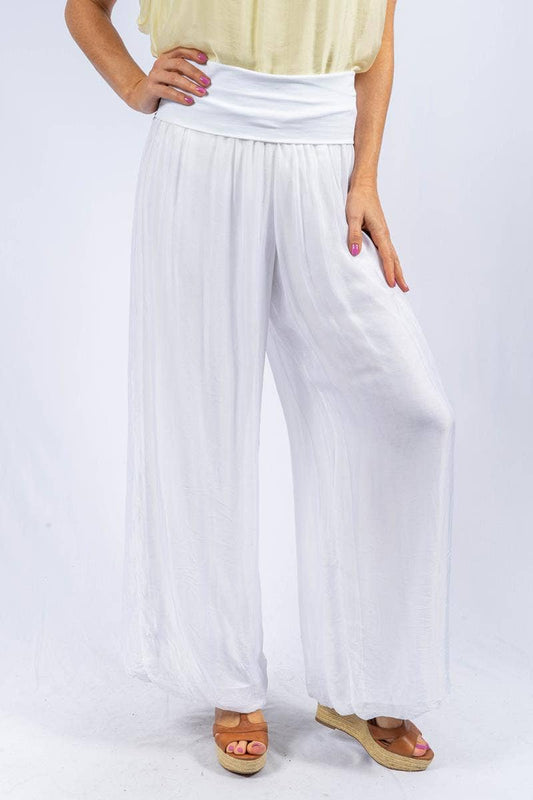 The Italian Closet Faustina White Italian Silk Pants