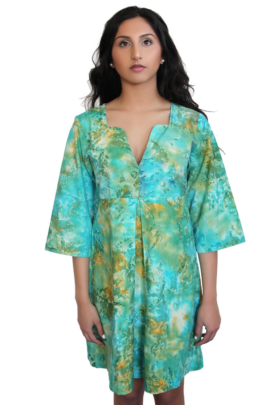 Deidaa Tie Dye Turquoise Cotton Kaftan