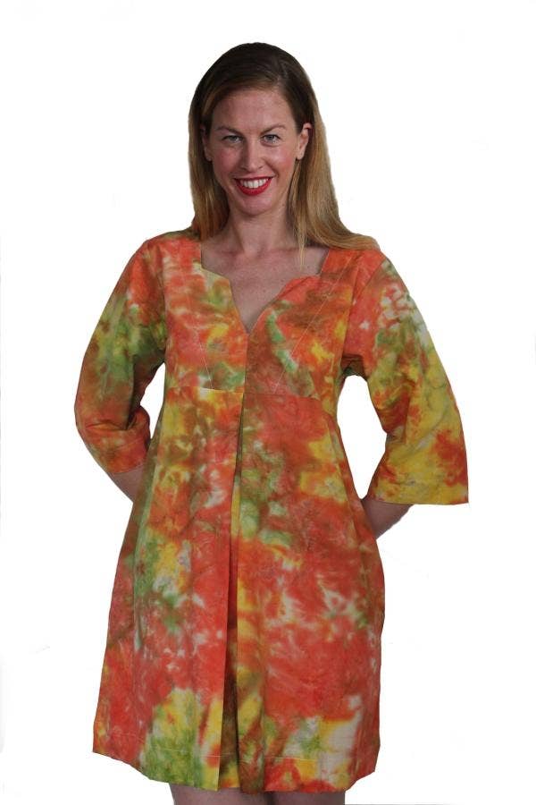 Deidaa Tie Dye Orange Cotton Kaftan