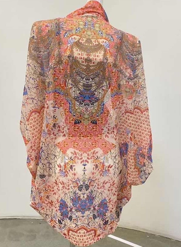 Gigi & Ella Exclusive Print Pink Short Cape / Cover Up